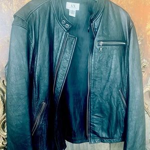 Armani Exchange Leather Moto Jacket